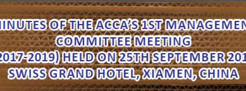 Minutes of The ACCA’s 1St Management Committee Meeting (2017 – 2019)